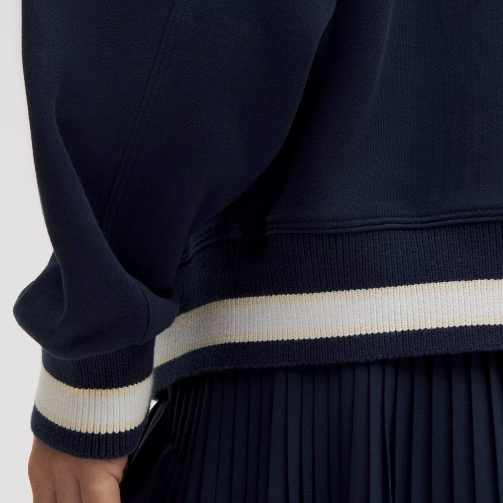 Lululemon Perfectly Oversized Ringer Crew Neck Navy Sweatshirt - Picture 3 of 7